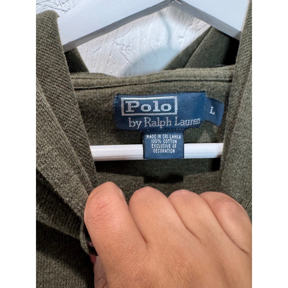 Polo Ralph Lauren Mens Olive Green Corduroy Elbow Patch Hoodie Sweatshirt Large - Picture 3 of 4